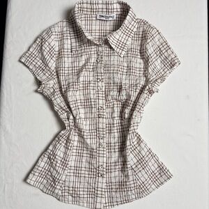 Princess Polly Collard Checked Button Up- 4